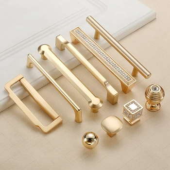 Tiradores Modernos De Aleación De Aluminio,Metal Dorado,Conjunto De