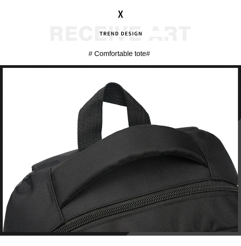 Men's Nylon Oxford Cloth Backpack Large Capacity Casual Travel Bag Polyester Lining Waterproof for Students Simple Everyday Use