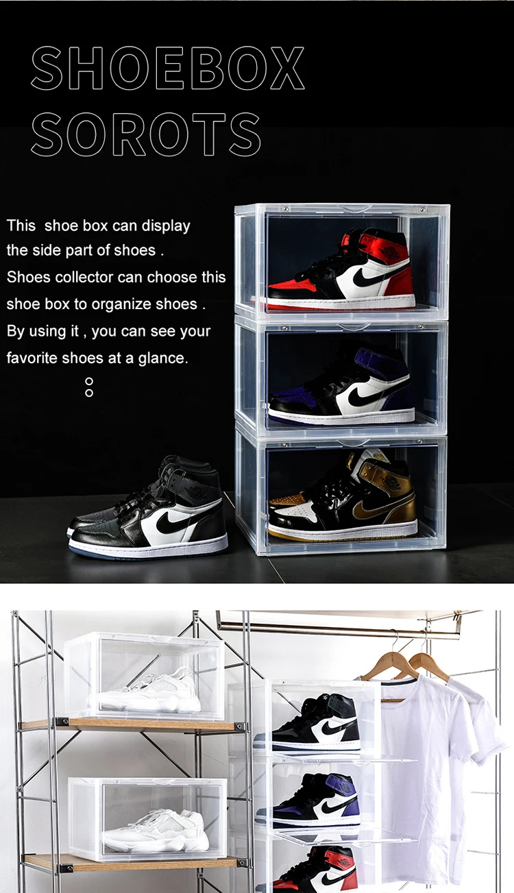 clear shoe box drawers on Magnetic Drop Side Shoe Box Storage Containers Sneaker Storage Shoe Storage Box Ebay