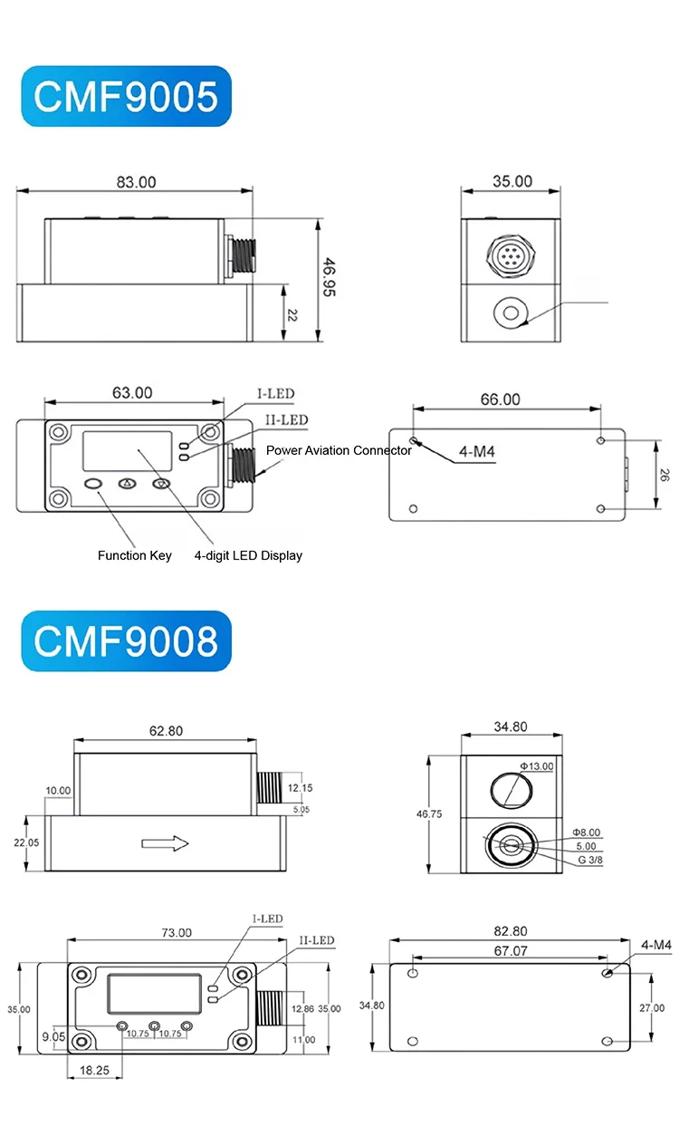 CMF9002 Thermal Mass Flow Meter Digital RS485 Modbus Air Oxygen ...