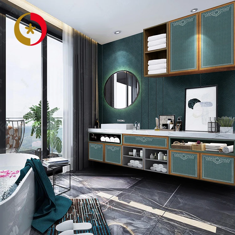 
Multi-functional wooden panel material washroom furniture towel wardrobe cabinet 