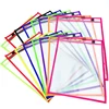 Classroom Student Reusable OEM 10x13.5 Inch 15-pack Neon Reusable Dry Erase Pockets Sleeves Charts Folder