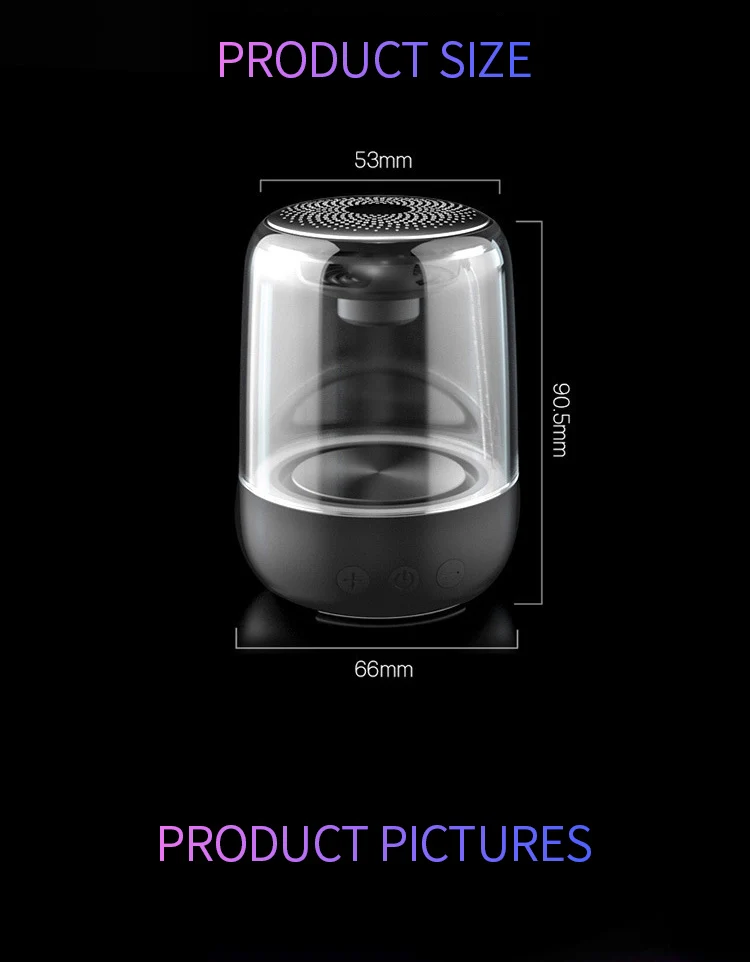 2020 high quality LED light transparent Bluetooth speaker