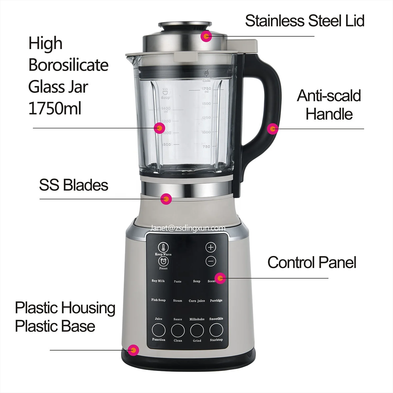 1.75l Capacity Home Commercial Detachable Paste Blender Cooking