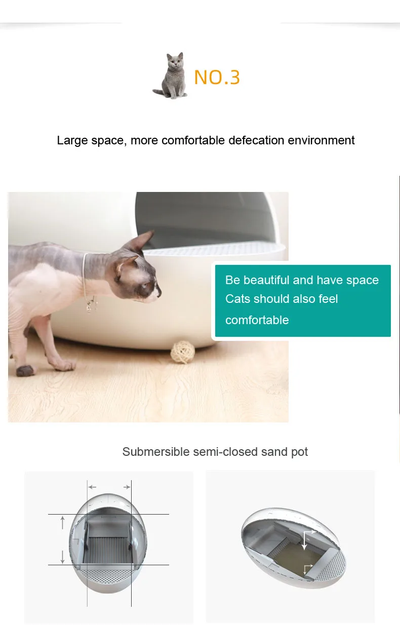 Eggs Pink Smart Cat Litter Box Semiclosed Cute Auto Waterproof