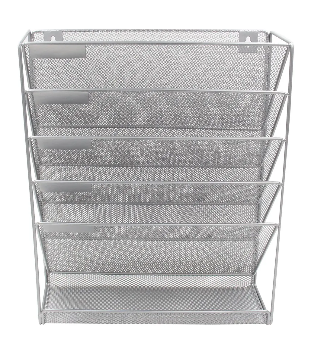 
office and home metal wire wall mount 5-tier vertical file organizer 