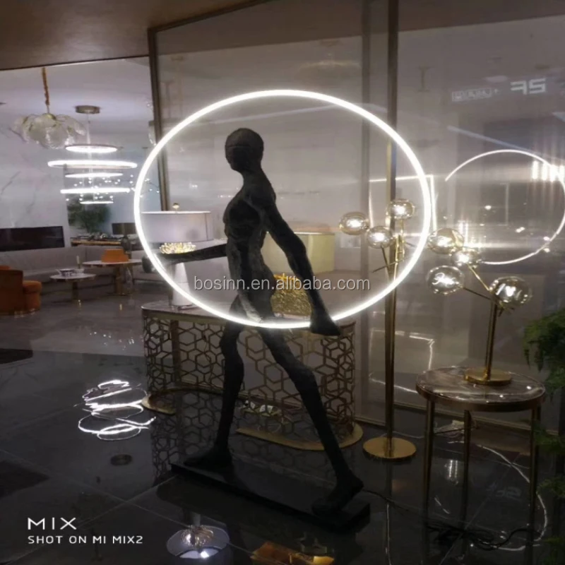 Aisle Floor Light Decorative Human Statue Lights Sculpture Ring Post