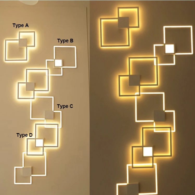 Modern LED linear decorative square aluminum led wall light