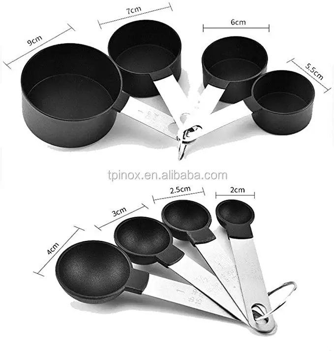 PP 8Pcs Measuring Cups Spoons Baking Cooking Kitchen Tools Set Stainless Steel