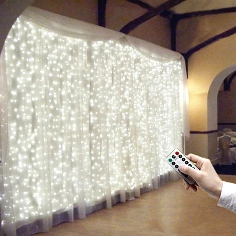 3Mx3M 300LEDs USB Remote-control String Lamp 8 modes Curtain String Light For Christmas Wedding Decoration