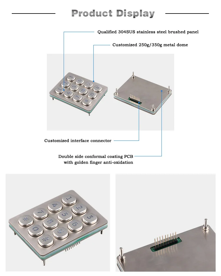 Industrial Custom Keyboard/ Rs232 Illuminated Numeric Keypad/ 4x3 ...