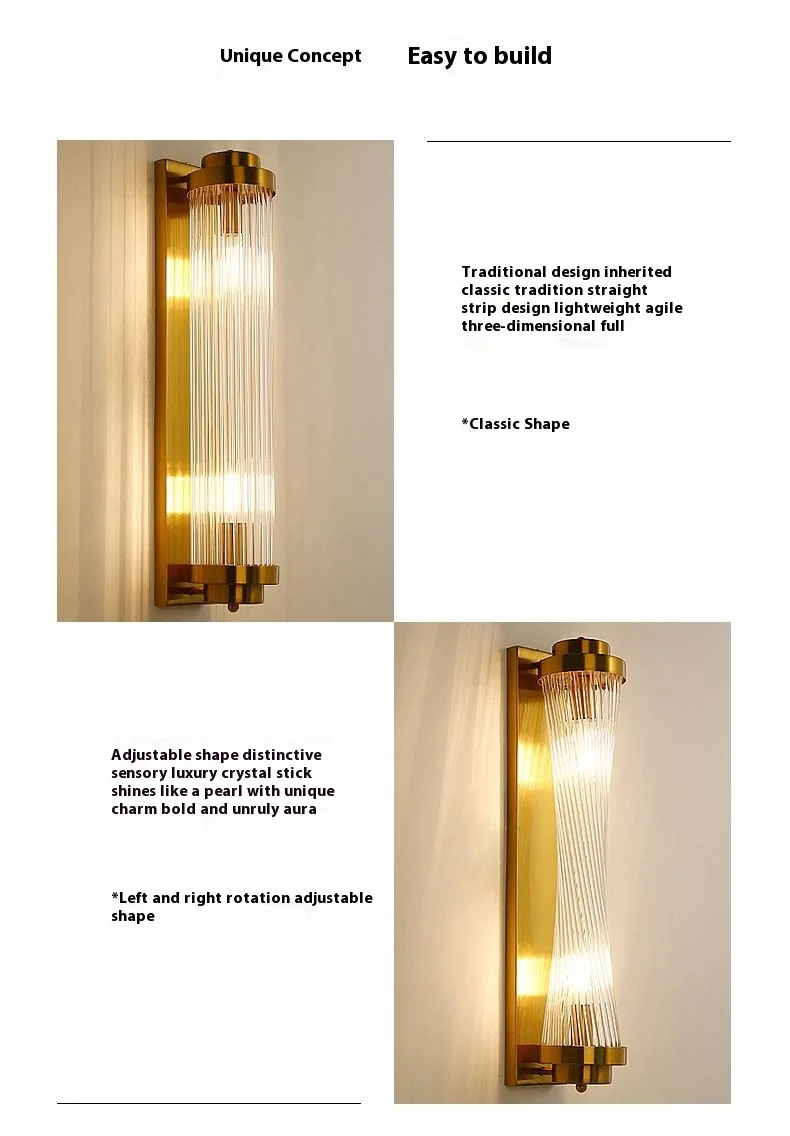product european style luxury led wall lamp modern glass body with iron and brass for indoor home or hotel decoration-8