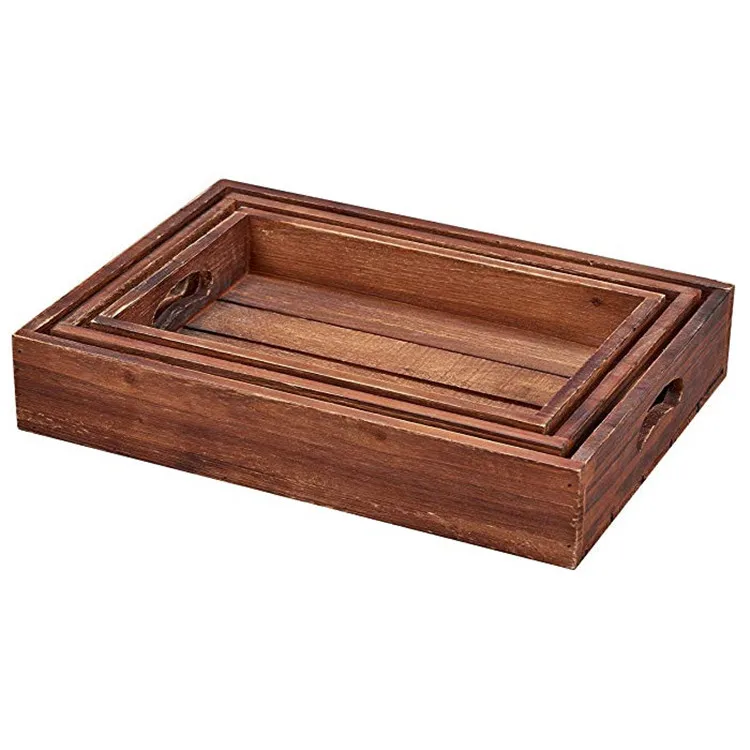 wooden serving trays stackable