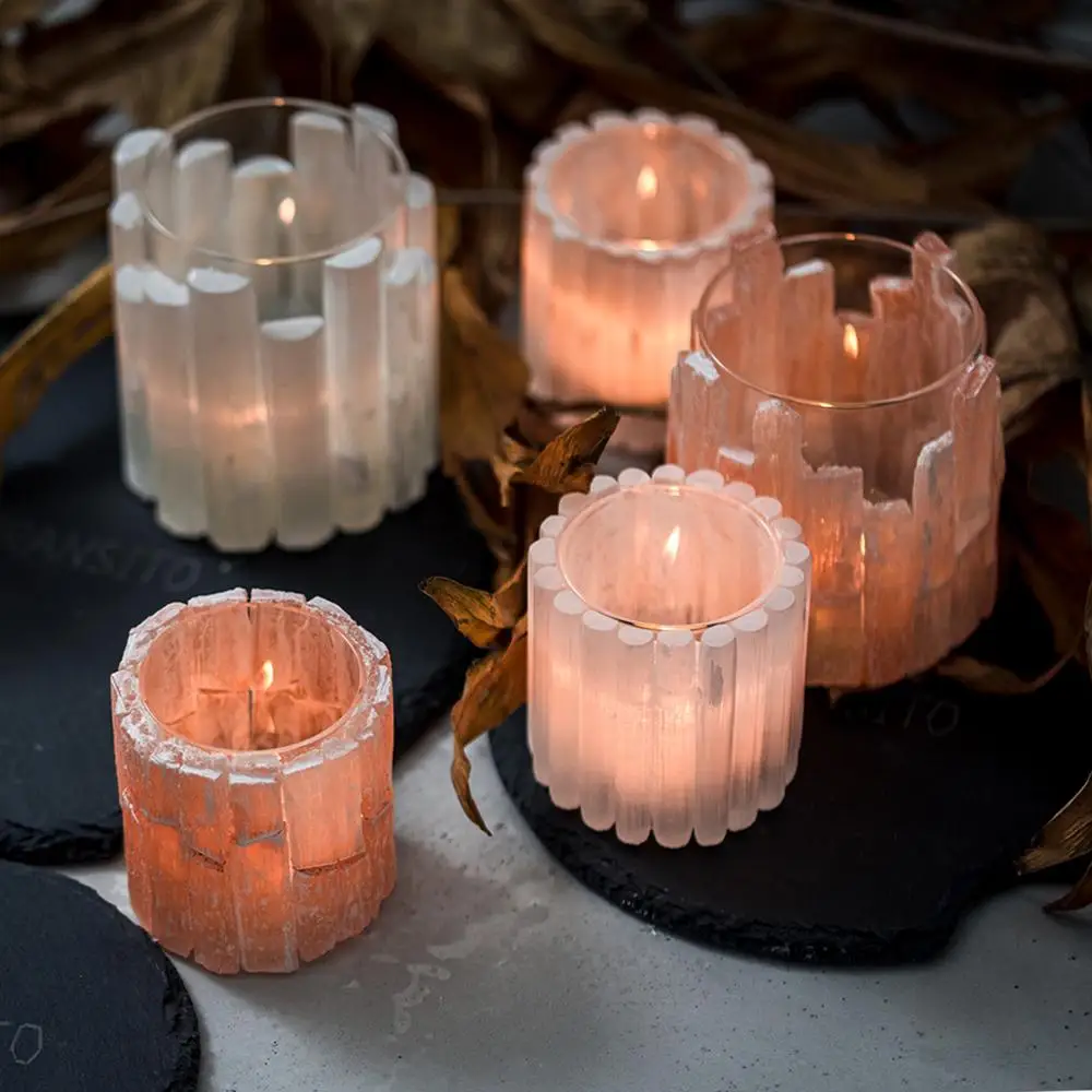 Creative Natural Crystal Stone Himalayan Salt Candle Holders Buy