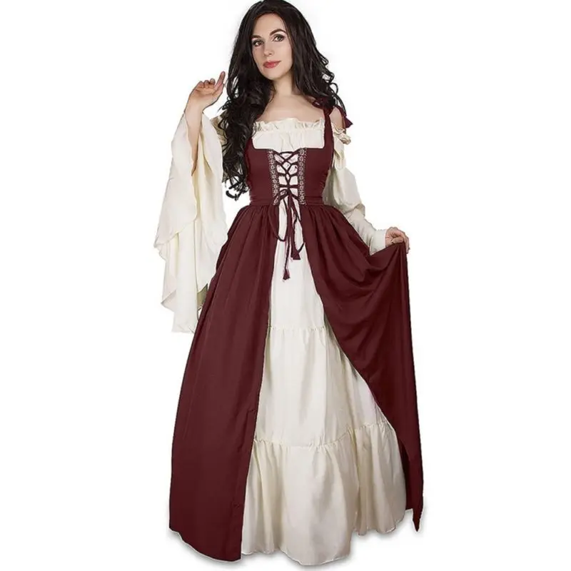 High Quality Adults Square Neck Bundle Corset Medieval Renaissance Vintage Princess Dress Halloween Costume for Women High Quality Adults Square Neck Bundle Corset Medieval Renaissance Vintage Princess Dress Halloween Costume for Women