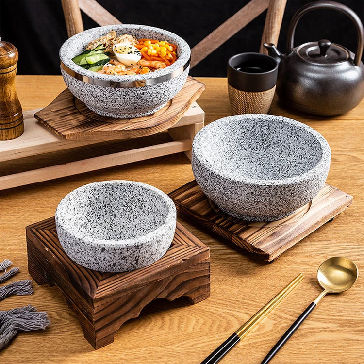 Wholesale Granite Stone Bowl Korean Sizzling Hot Stone Pot Dolsot Bowl