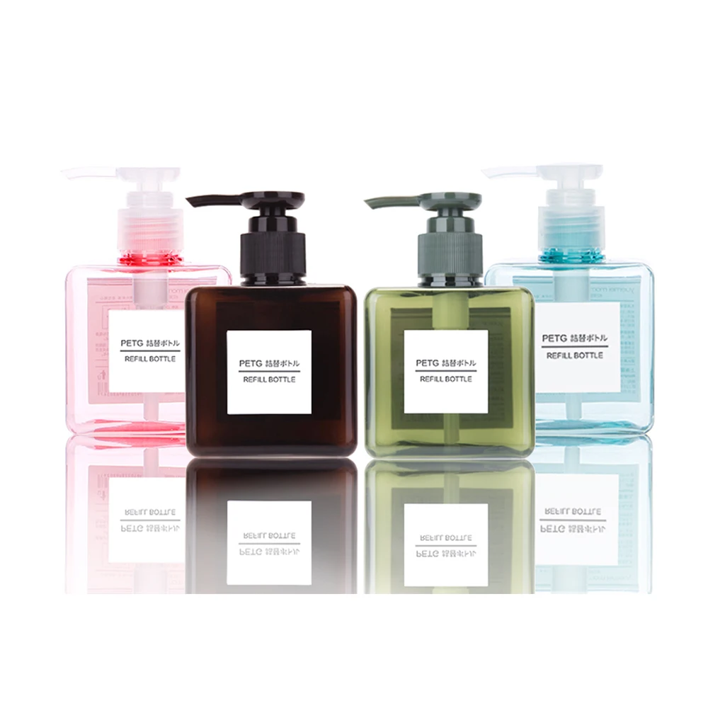 450ml Plastic Colorful Pump Square Shampoo Bottle For Skin Care