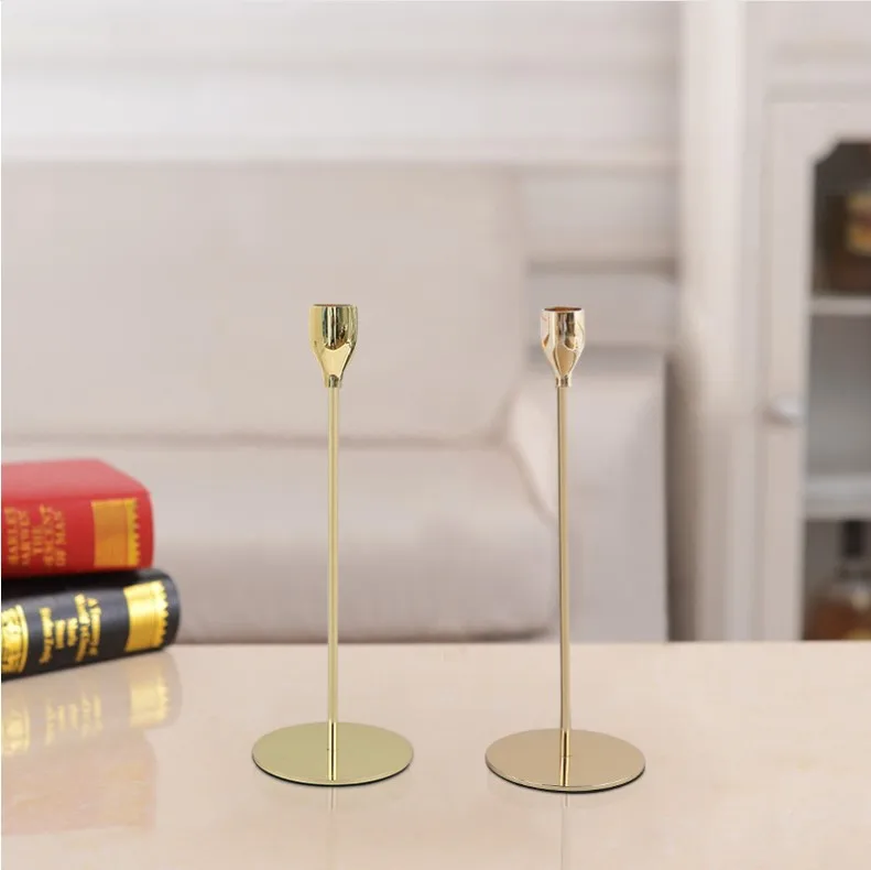 Home Decor Holders Wedding Centerpiece Candlesticks Gold Long Stem Metal Candle Holder For Stick