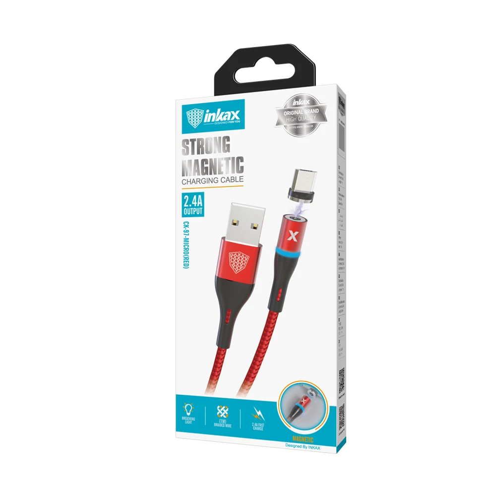 2020 New Hot sale inkax CK-97-MICRO USB Cable 1M 2.4A Strong Magnetic Charging Cable Metal Connector Braid Jacket - ANKUX.COM