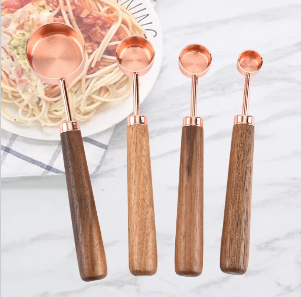 Wooden Long Handle Stainless Steel Measuring Spoons Buy Long Handled