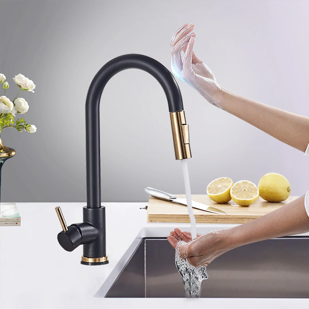 Touch On Kitchen Faucets Sink Pull Out Sprayer Touch Activated Faucet Mixer Tap 