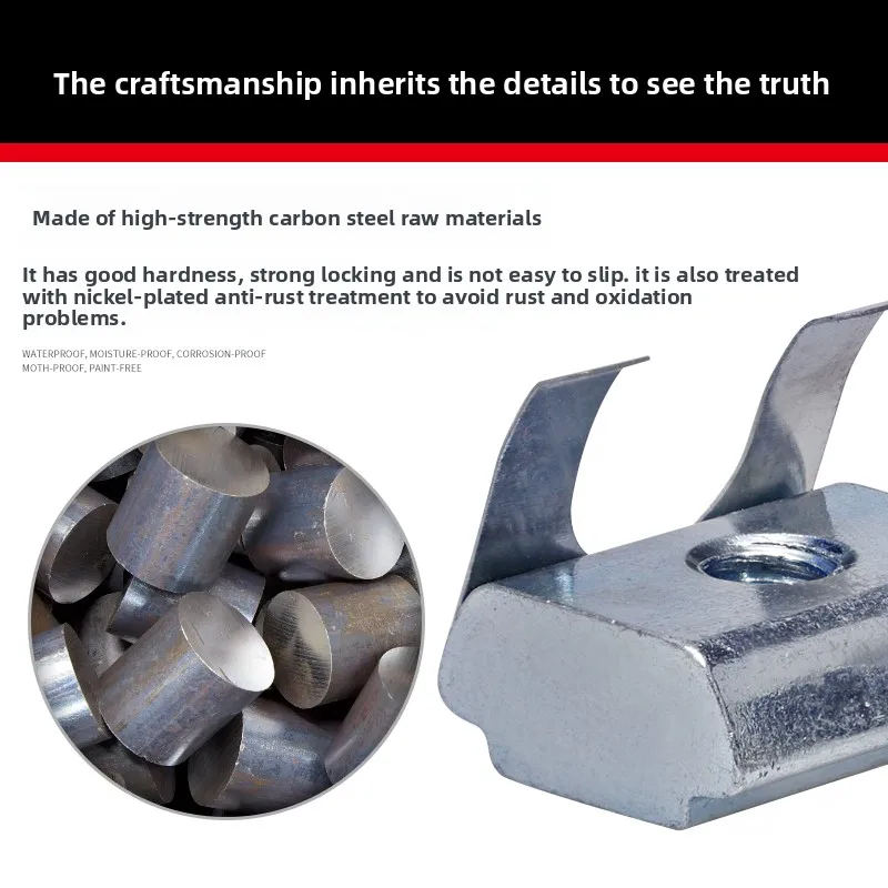 EN Fastening Accessories M4 Carbon Steel Slider Spring Nut M3 Elastic Nut T-Shaped Square Block for 3030 Aluminum factory