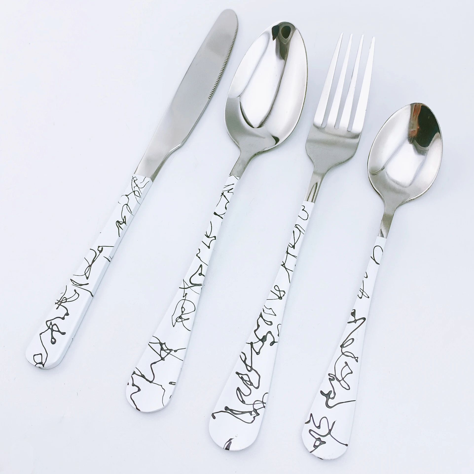 
410 Mirror Silver/white stainless steel Spoon Fork Knife cutlery/flatware/silverware/dinner sets 