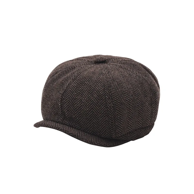 LRT Wholesale Custom Fashion Men 8-Panel  Newsboy Cap Hat Strip Herringbone Beret Caps For Men.jpg