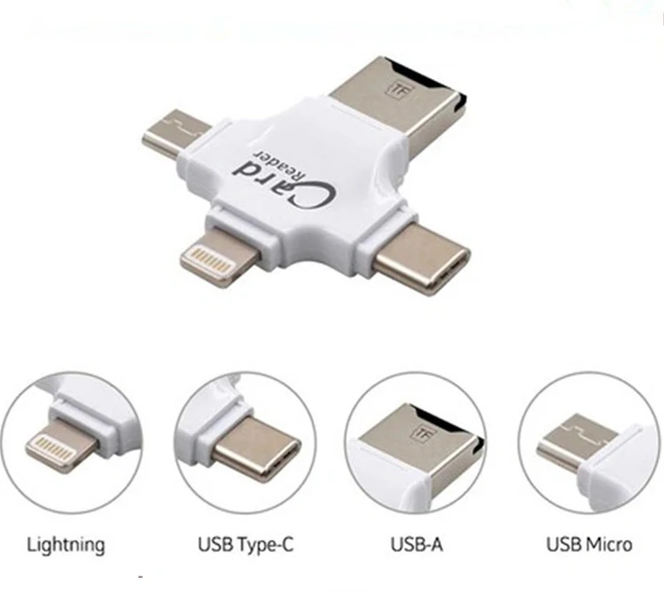 Type-C Lightning Micro TF Card Reader 4 in 1 OTG USB Flash memory disk SD for Mobile Phone - ANKUX.COM