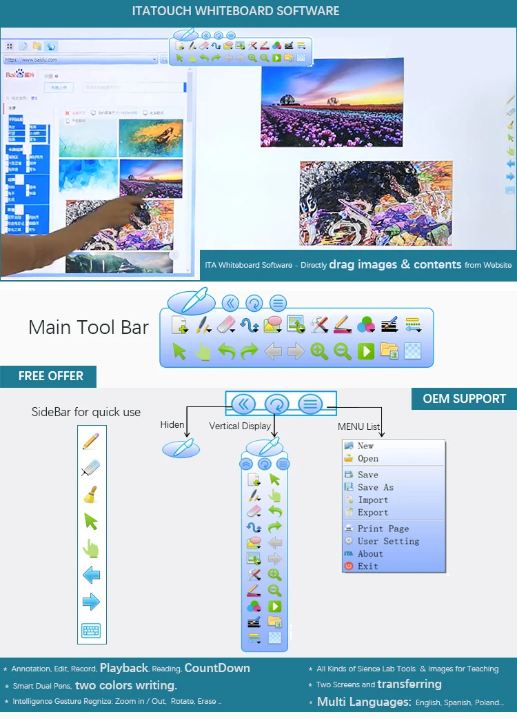 The Newest Multi Touch 42"-65" Inch Electronic Ir Interactive Smart Board No Projector For Education