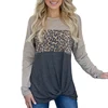 Women Casual Leopard Printed T-shirt Patchwork Knotted Top