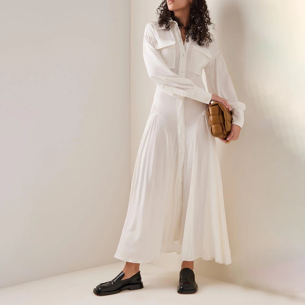 Custom Long White Soft Shirt Dress Women Button Up Shirt Ladies Long ...