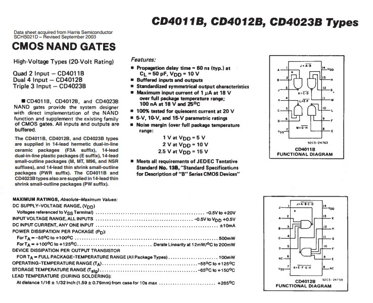 Cd4011be схема включения