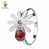 Infinite sterling silver Flowers Ladybug Ring For Woman Ladies Rings Jewelry