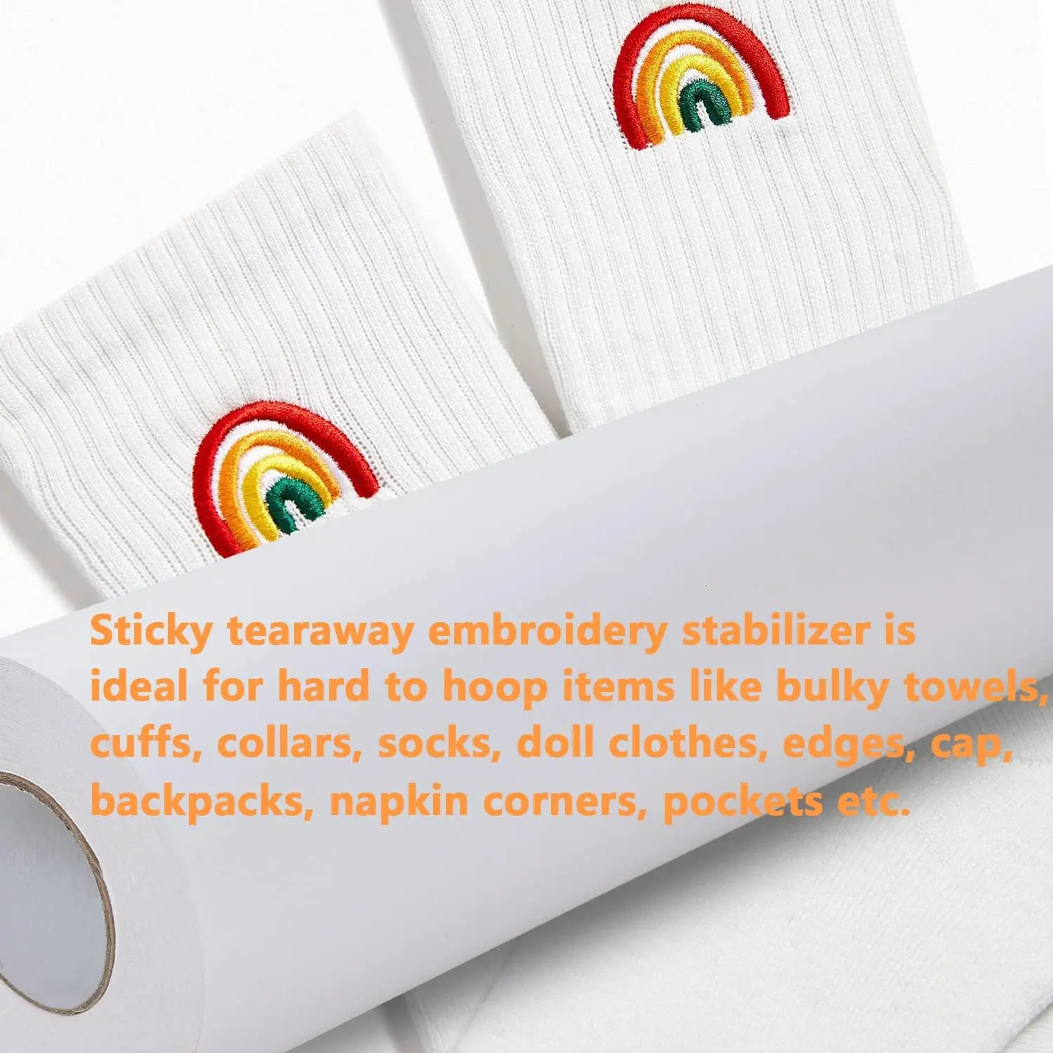 Sticky Selfadhesive Embroidery Stabilizer White Adhesive Peel & Stick Tear Away Stabilizer For