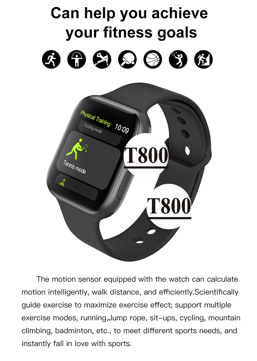 Smart Watch 2021 NEW T800 Smartwatch Woman Men Bluetooth Call 1.72\