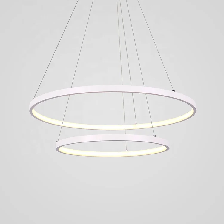 D=600mm+800mm 2 rings led modern pendant linear circle light