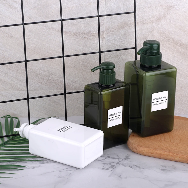 450ml Plastic Colorful Pump Square Shampoo Bottle For Skin Care