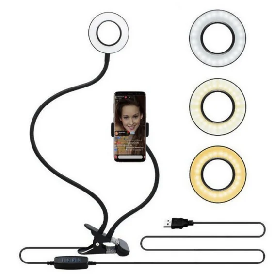 Amazon Hot Selling Adjustable Gravity LED Selfie Light Ring Foldable Laptop Holder Smartphone Gadget Stand