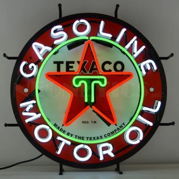 Texaco neon light motor oil glass neon light sign wall neon clock Lead free Rohs certificate oem China manufacturers L