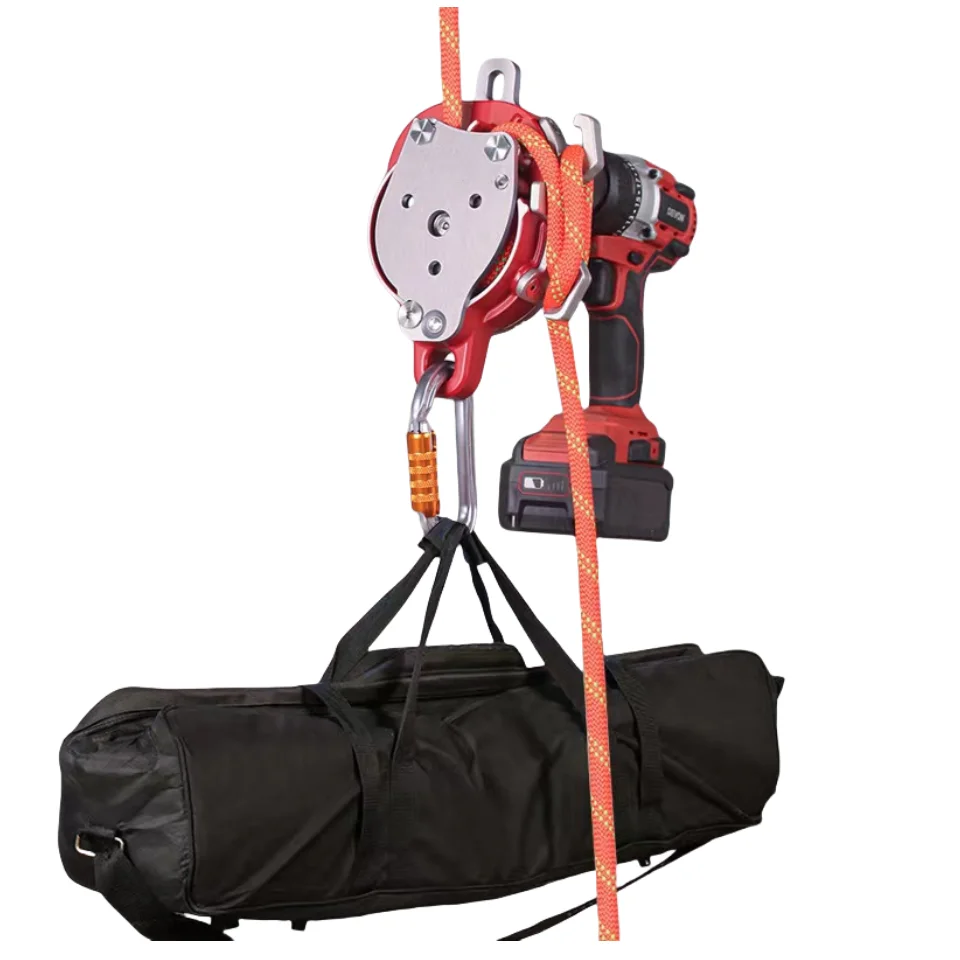 Fall Protection Drilling Rig 200KG Rope Crawler Electric Motor Hoist Drill Powered Pulley Fall ...
