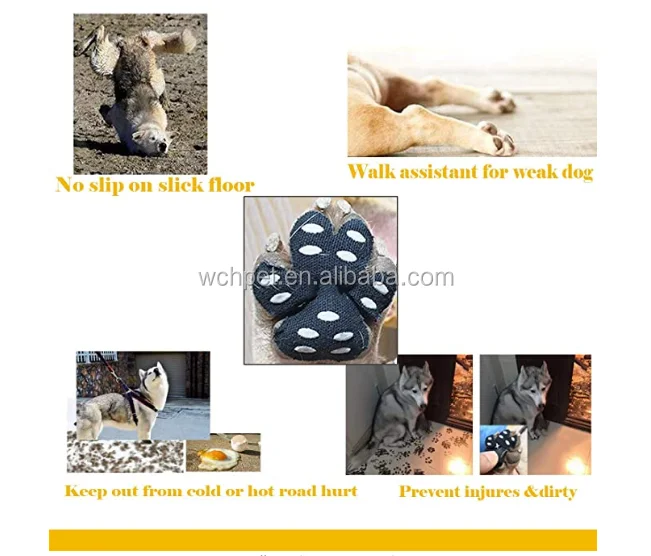 ROZU Dog Paw Protectors Anti Slip Pet Traction Pads Disposable Self Adhesive Dog Shoes Walking Assistant for Hardwood Floors 6 Sets 24 Pieces 