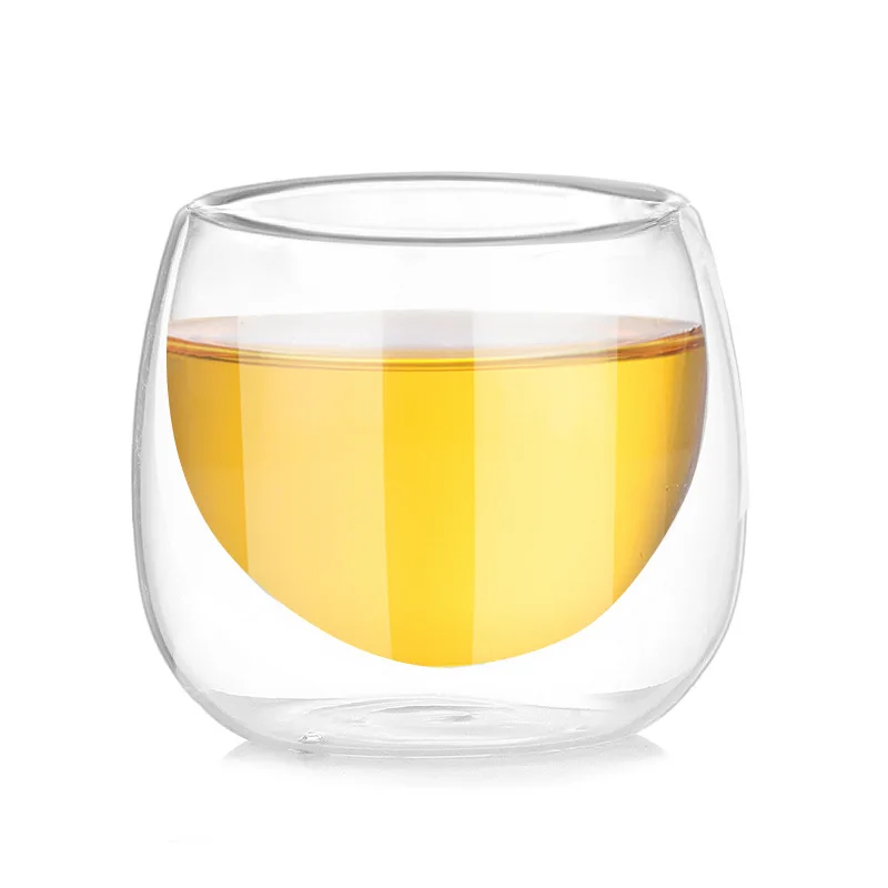 2oz عالية الجودة جدار مزدوج الزجاج اسبرسو فنجان القهوة النار الزجاج