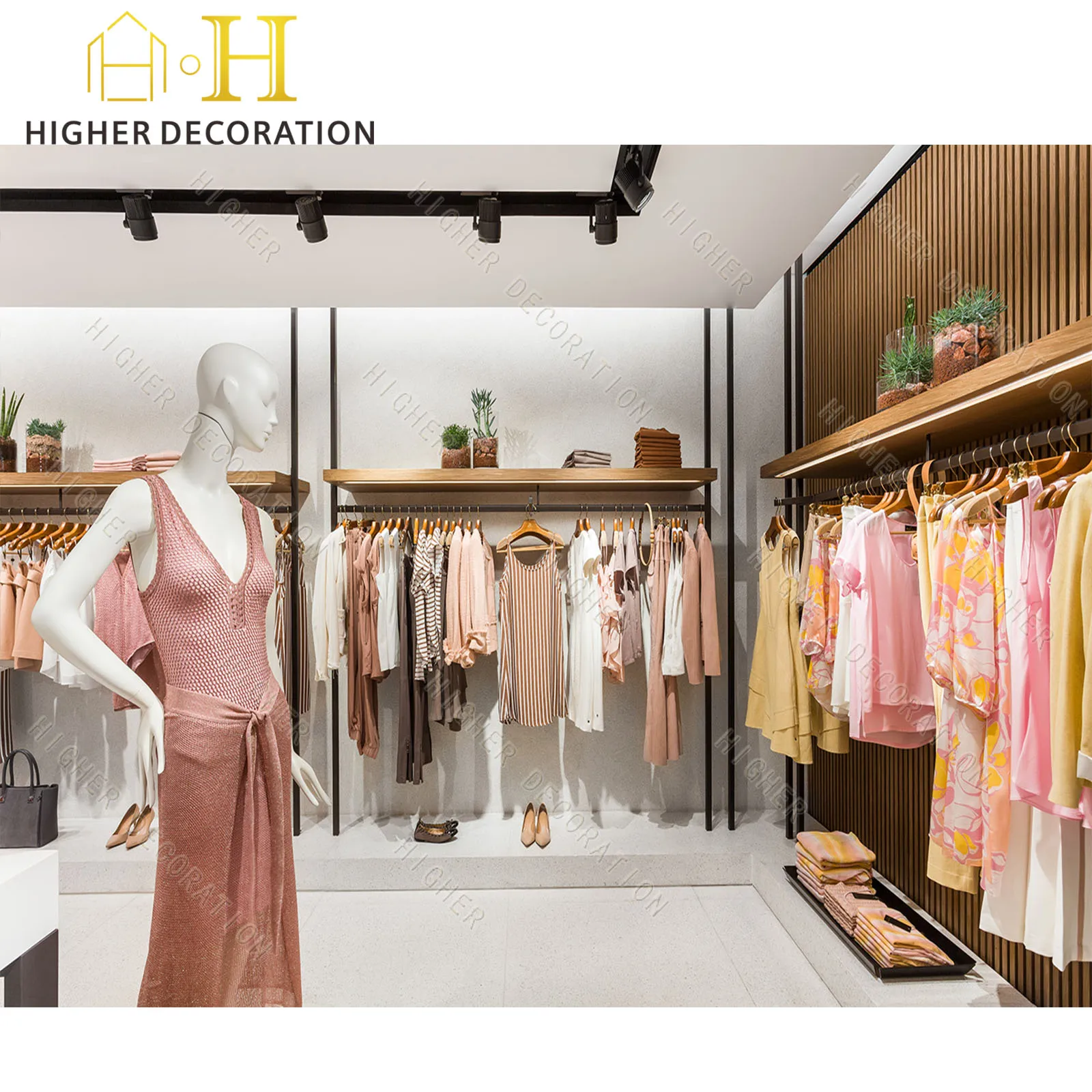 Luxury Ladies Clothing Store Furniture Modern Creative Retail Garment Shop Interior Design Women Clothing Shop