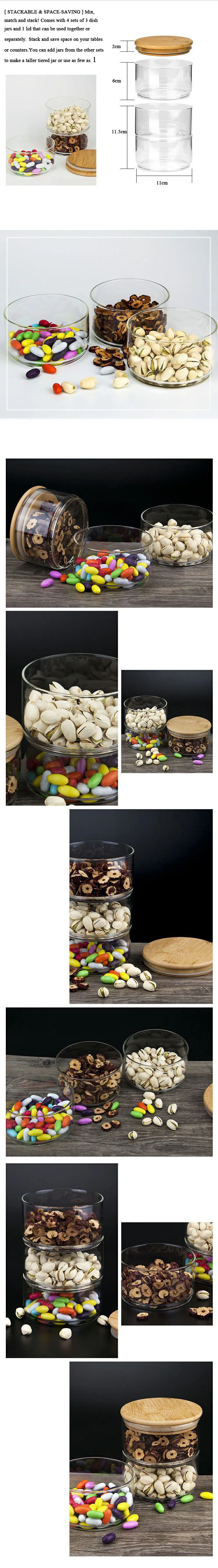 Stackable Glass Storage Jars with Bamboo Lid - Perfect for Travel