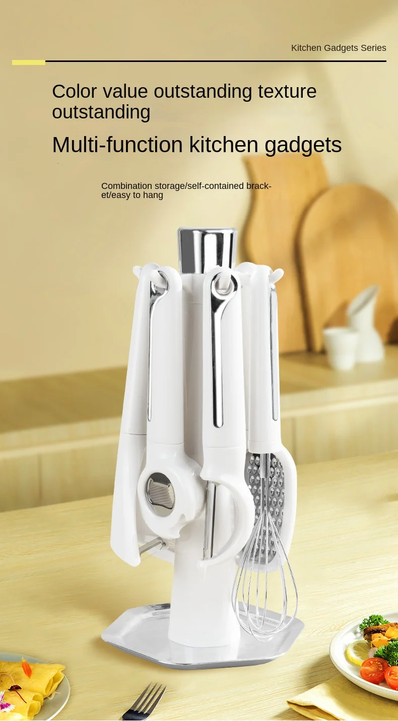 product 7 piece stainless steel manual mixing egg beater set cross border kitchen utensils with pp plastic gadgets for baking  cooking-1