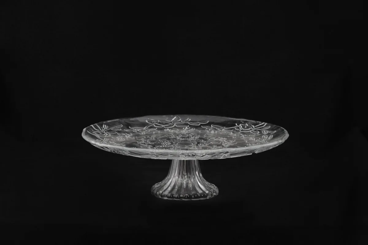 Round Footed Glass Cake Plate With Stand Base Fruit Dinner Glass Plates