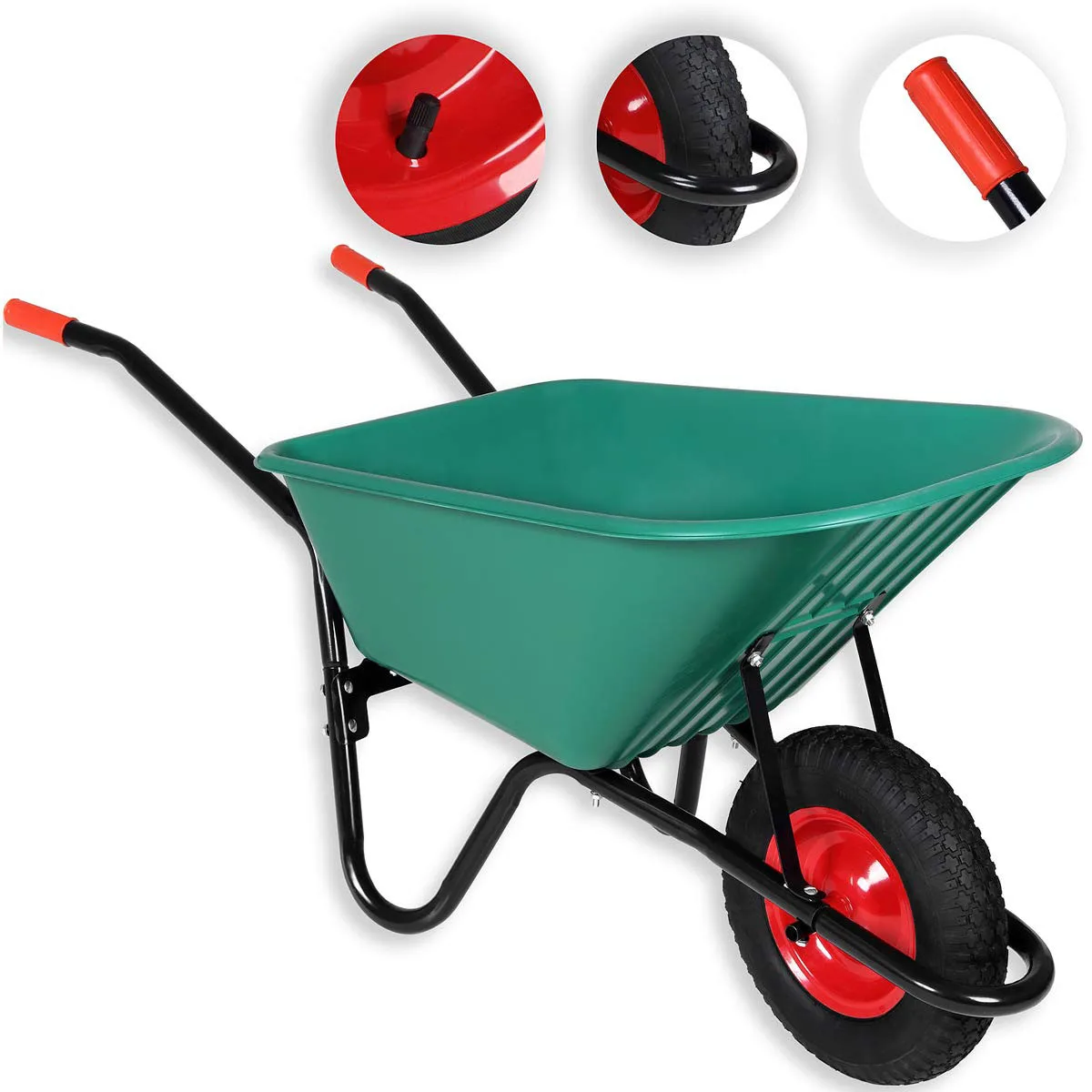 手推车 100l 花园轮手推车重型气动轮胎聚丙烯塑料手推车