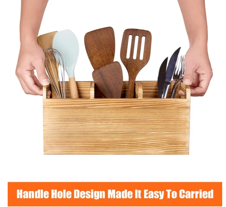 Wood Cooking Utensil Organizer Tray Holders Buy Large Farmhouse