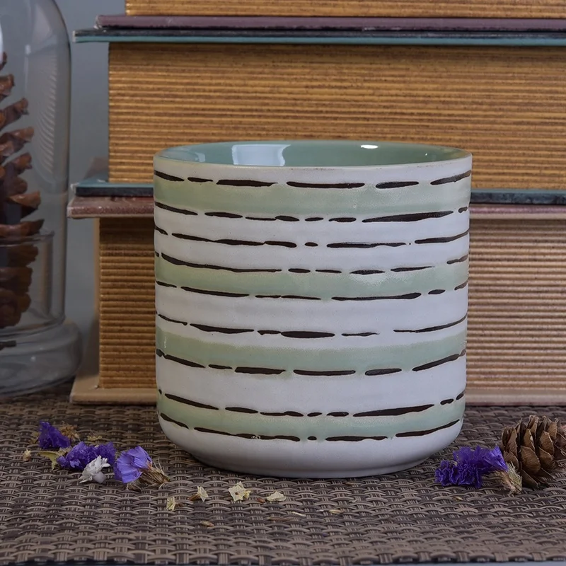Cylinder glazed handmade ceramic candle containers votive candle holders home decoration wholesales